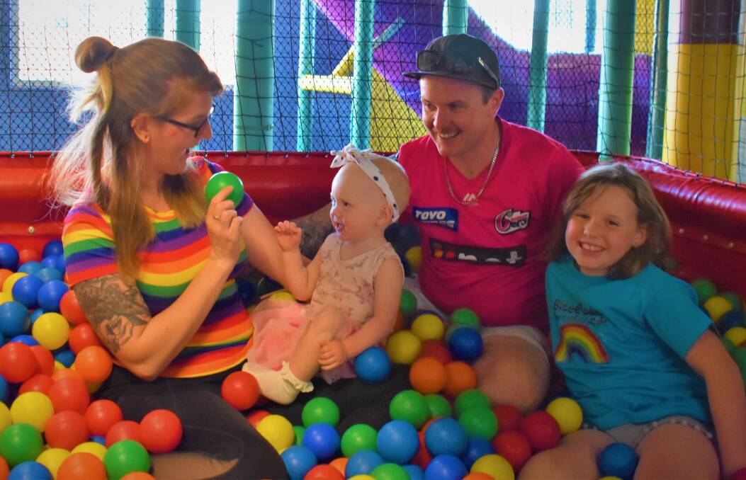 PLAY TIME: Stevie, River, Dylan and Skylah enjoy the ball pit at Bizee Bodz. Photo: Jay-Anna Mobbs