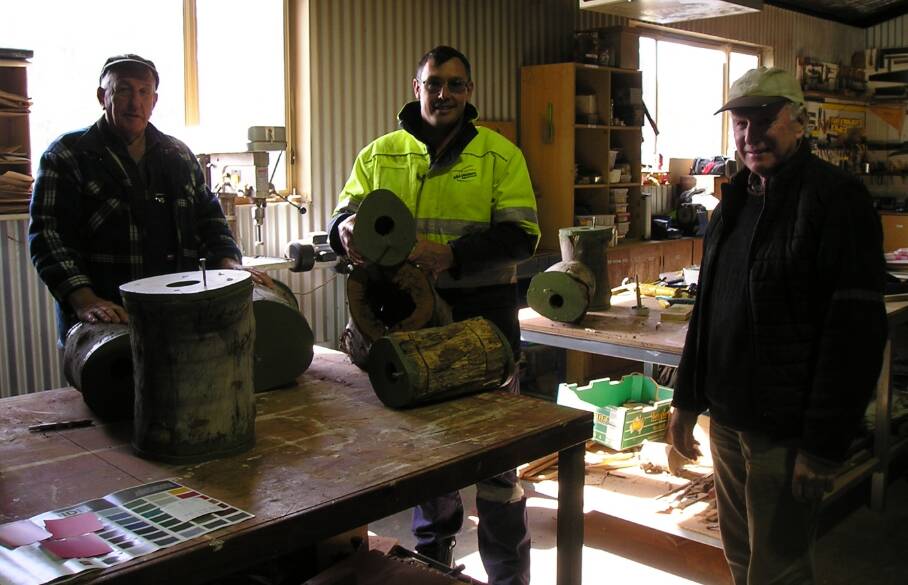 RESERVE: Liam Forster from the Mid-Western Council with one of the Men's Shed members. Photo: Supplied