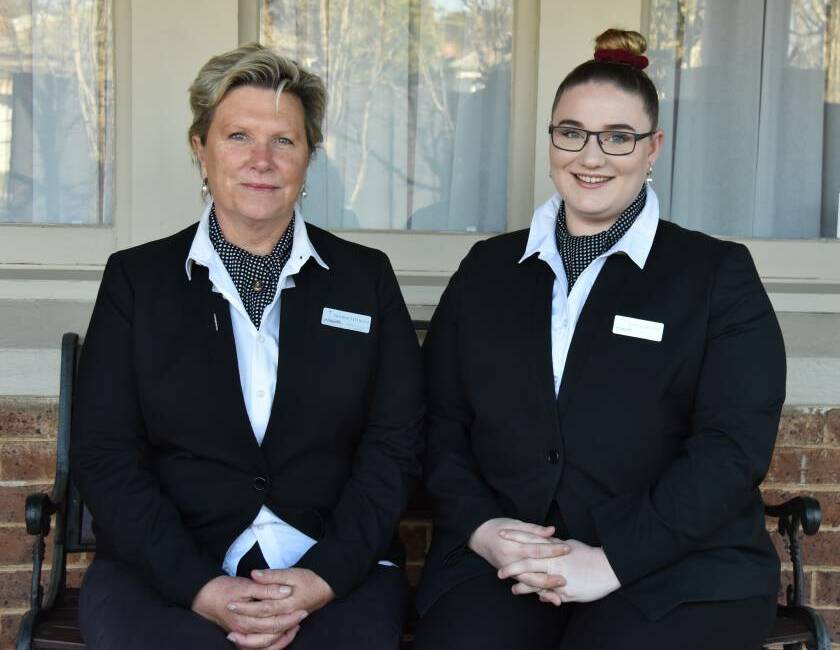 LIVING THE DREAM: Macquarie Valley Funerals and Monuments Director Sharon Liptrott with arrangement consultant Samara Watson. Photo: Jay-Anna Mobbs