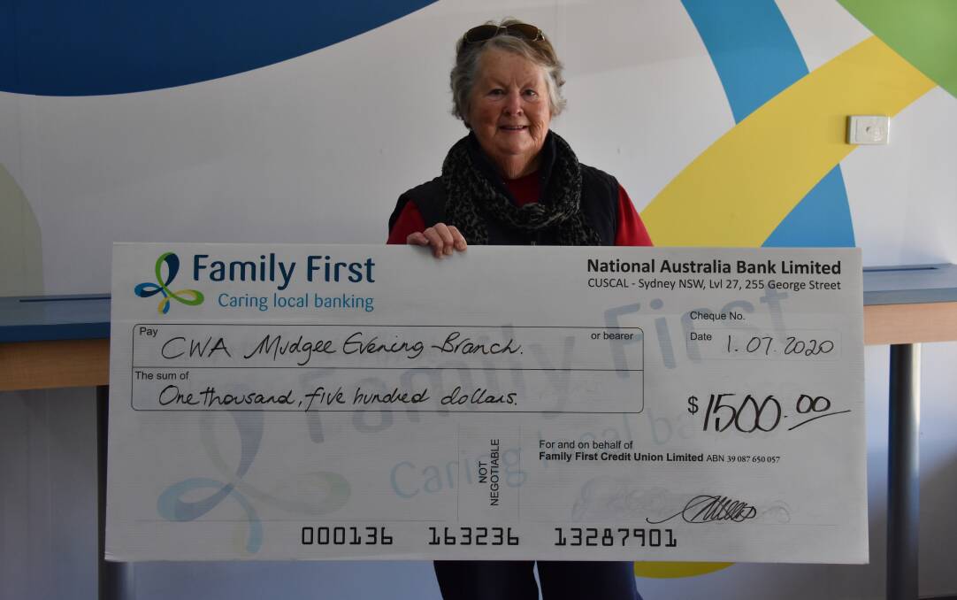 FUNDING: CWA Mudgee Evening branch secretary Barbara Gow says the $1,500 grant from Family First is greatly appreciated. Photo: Jay-Anna Mobbs