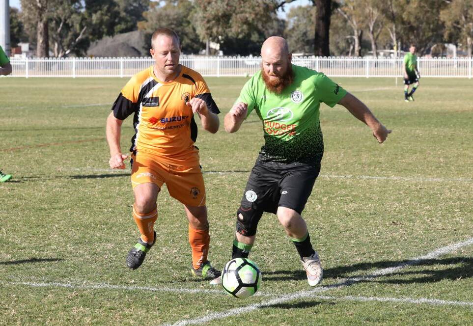 STILL WAITING: Doug Cliff (pictured in the Gulgong Falcons' last home game) scored the extra-time goal that put the Gulgong side into the grand final. Photo: Simone Kurtz.