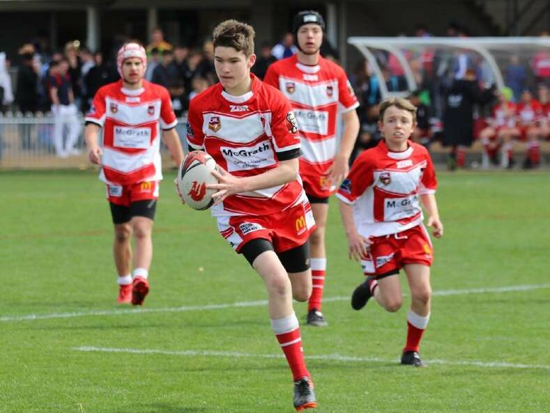 MARCHING ON IN: Blake Coulthart in action last year in the Mudgee Dragons under 14s clan. Photo: Peter Sibley