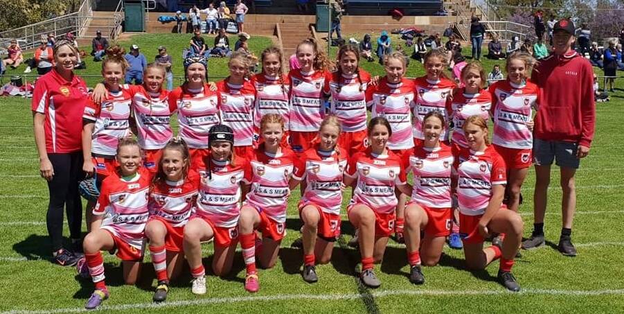 MADE IT TO THE END: The Mudgee Dragons women's under 13s side will face Orange Vipers in Western Women's Rugby League competition grand final. Photo: Supplied