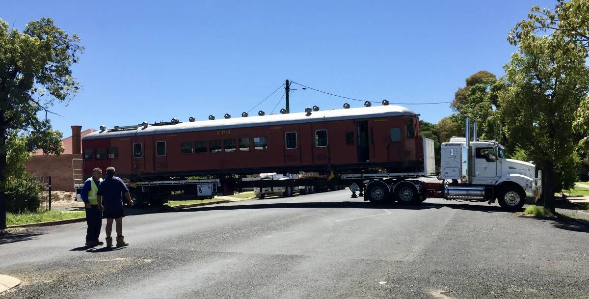 NEW LIFE: The Red Rattler has been transported to a new home where it will serve as a bedroom to the grandchildren of Colleen and Max Walker. 