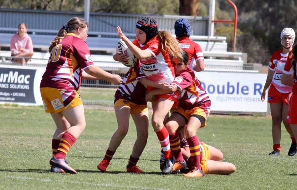 PUSHING THE BOUNDARIES: Mudgee Dragons Women's under 13s side took a 28-all draw in their first ever appearance. Photo: Supplied