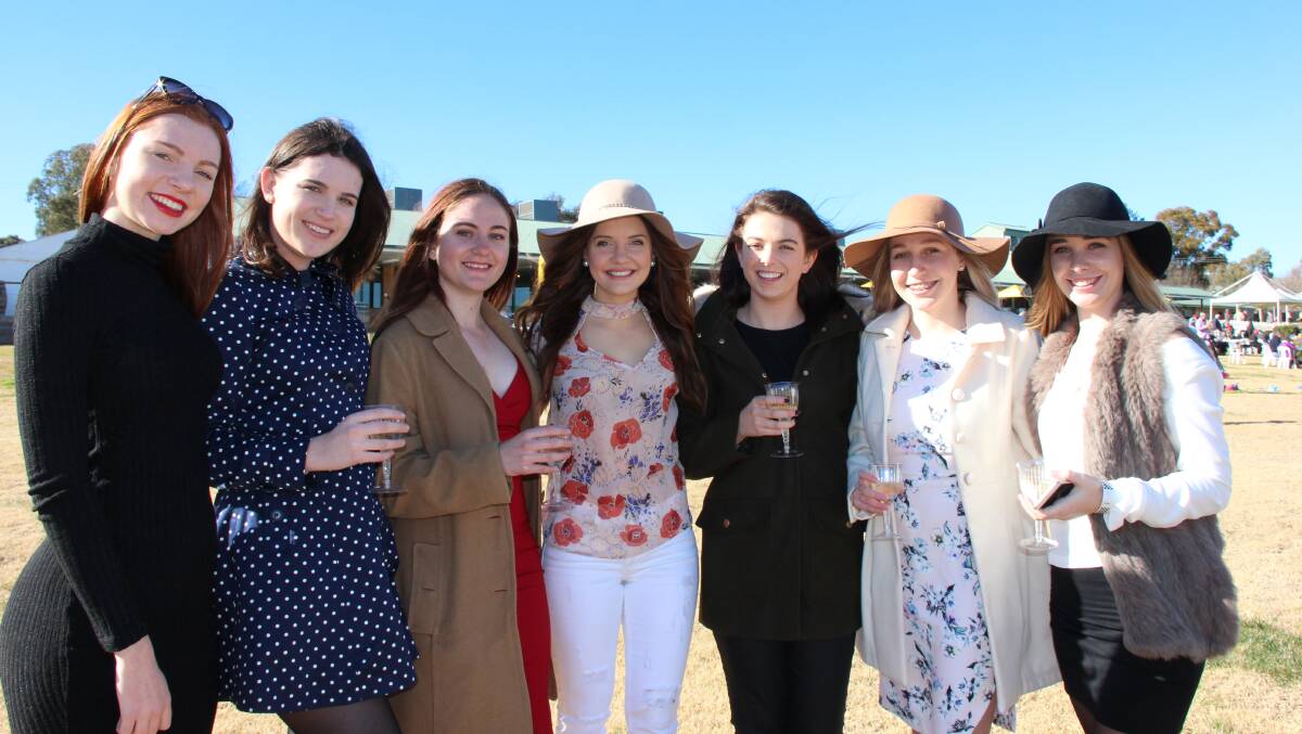 SPECTATORS ALLOWED: Isobel Finter, Lucy Finter, Samantha Maitland, Grace McLean, Claudia Hughes, Monique Lowe and Grace Armstrong at Mudgee's racing event in July, 2016.
