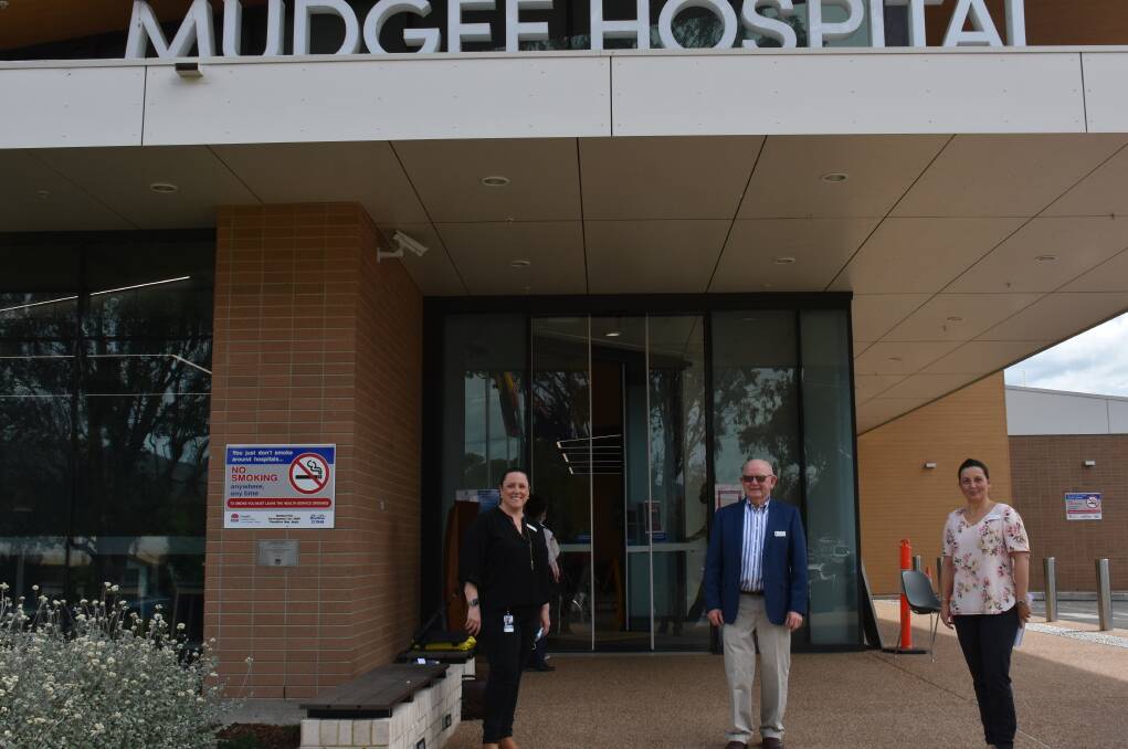 HOSPITAL: Caren Harrison, Mudgee Health Council chair Joe Sullivan, and Mudgee and Gulgong Health Services manager Kylie Strong. Picture: JAY-ANNA MOBBS