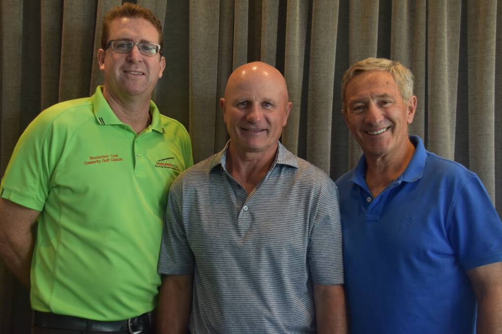 GOLF CLASSIC: Peter Mayson, Peter Sterling and Ken Sutcliffe, the three wise men that began the Moolarben Celebrity Golf Classic. Photo: Jay-Anna Mobbs