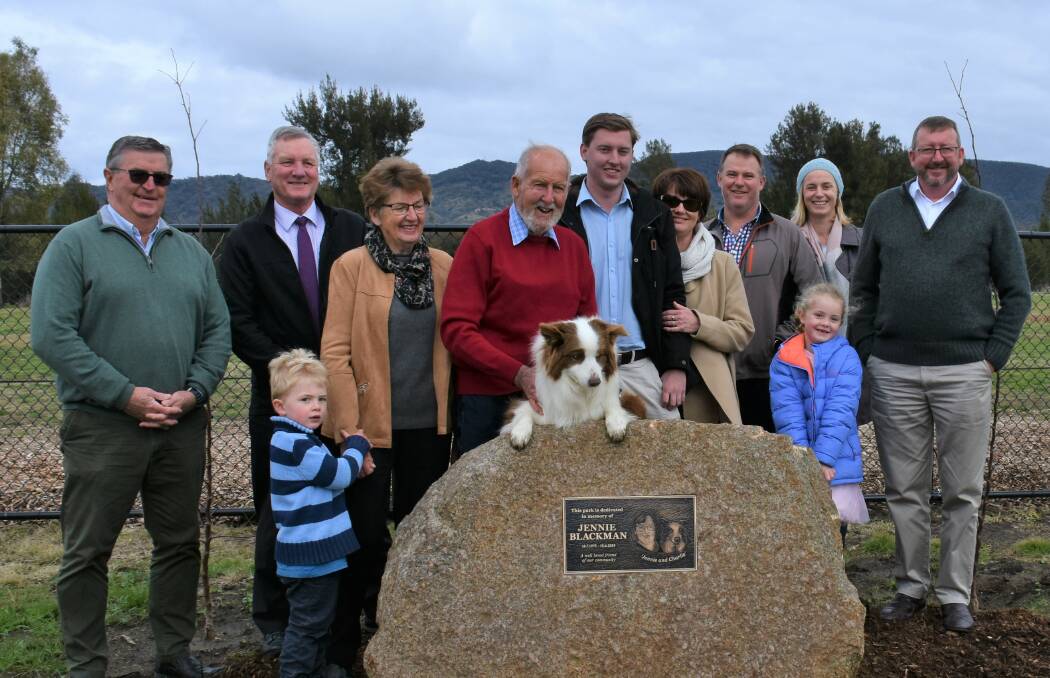 FOREVER REMEMBERED: The 'Jennie Blackman Dog Park' was officially unveiled on July 19 by her family and Councillors. Photo: Jay-Anna Mobbs