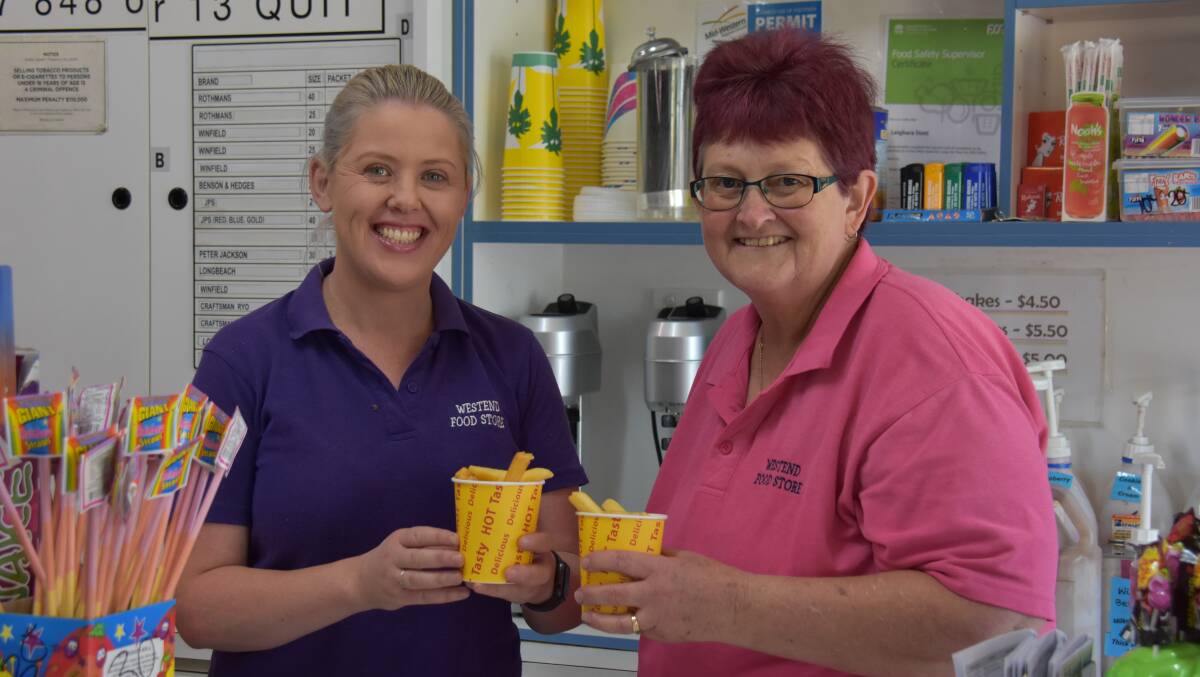 BEST HOT CHIPS: Tracy Sullivan and Carol Cottee of West End Food Store were pleased to hear that the community named their chips as the best in town. Photo: Jay-Anna Mobbs