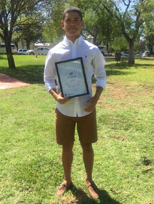 TESTAMENT: Lincoln Huia awarded Mid-Western Region Sportsperson of the Year for achievements in touch football and rugby league. Photo: Supplied