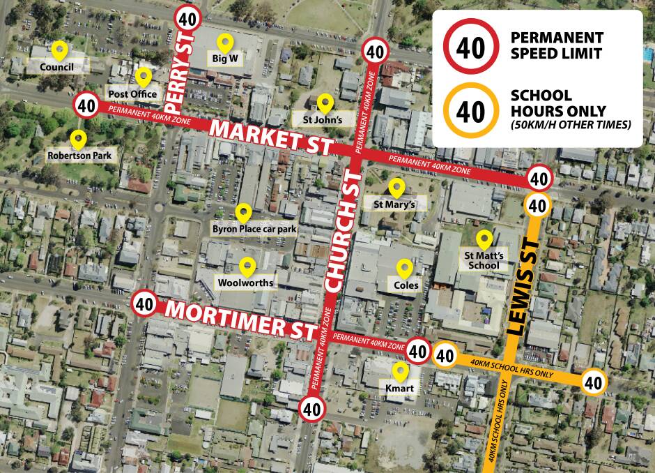 WHAT ARE YOUR THOUGHTS?: The proposed reduced speed zones across the Mudgee CBD. Photo: Supplied