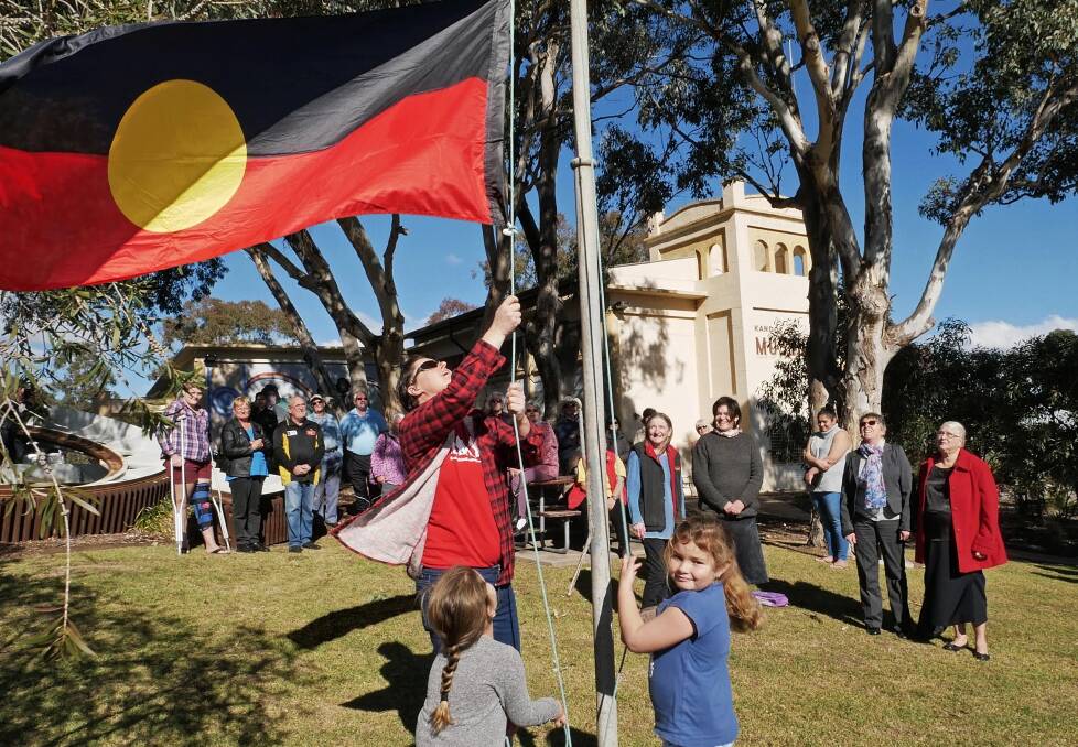 A previous flag raising at the Kandos Museum as part of NAIDOC week celebrations. Picture: File