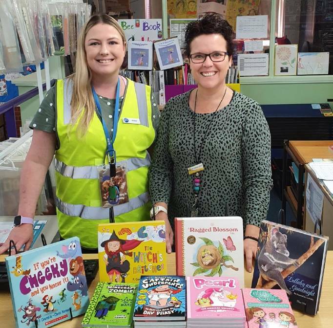  BOOKS: Krista Wakefield from Big W with Siobhan Vitnell from Mudgee Public School. Photo: Supplied