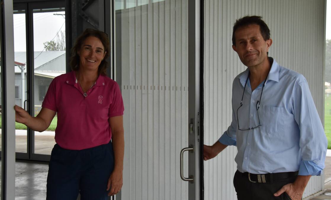 THE DOOR IS OPEN: Registered nurse, Helen Dickinson with Dr Alex Ghanem at the Mudgee Showground Pavilion site where the vaccine roll-out will take place. Photo: Jay-Anna Mobbs