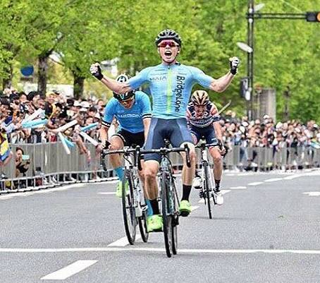 TRIUMPHANT: Mudgee's Ayden Toovey takes out Stage 2 of the Tour of Japan for Team BridgeLane. Photo: Supplied