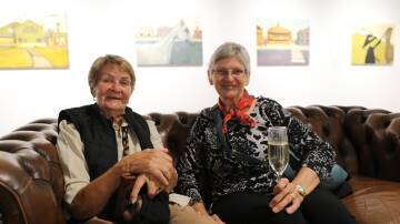 Lorraine Asbury and Carole Hart at the Mudgee Arts Precinct where they enjoyed the works from Michael Bourke and Pamela Welsh. Picture: Simone Kurtz