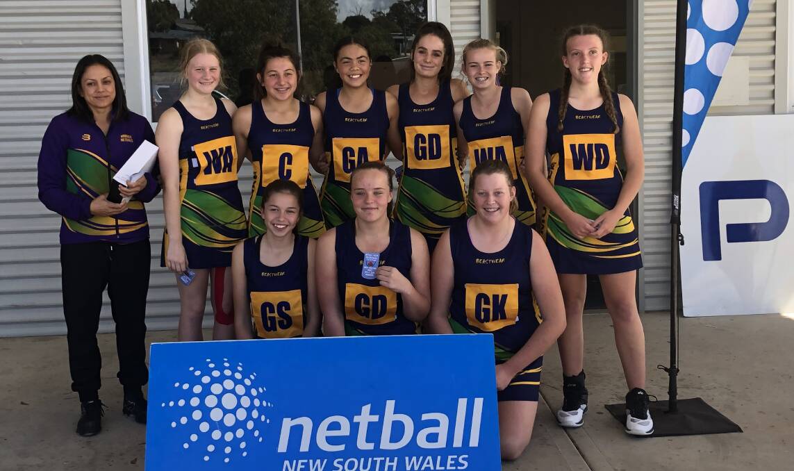 VICTORIOUS 15s: Front: Mikayla Roe, Lucy Campbell, Emily Cowden. Back: Sue Forgione (Coach), Sophie Atkinson, Mia Forgione, Mariah Burnicle-Tavita, Xanthe Forrester, Sarah Marshall, Tayissa Lucas. Photo: Supplied 