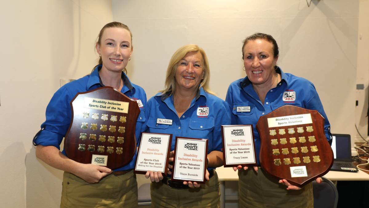 UNCERTAIN: Diane Burnicle (middle) and Tracy Lucas (right) were named the Sports Volunteer of the Year at the 2019 Sports Awards, while Riding for the Disabled were named the Sports Club of the Year. Photo: Simone Kurtz