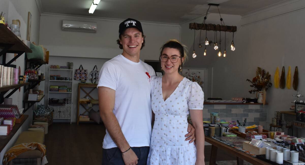 CHOCOLATE GOODNESS: Tim Trethowan and Courtenay Leventis looking as proud as punch in Coco Mudgee days after the store opened. Picture: JAY-ANNA MOBBS