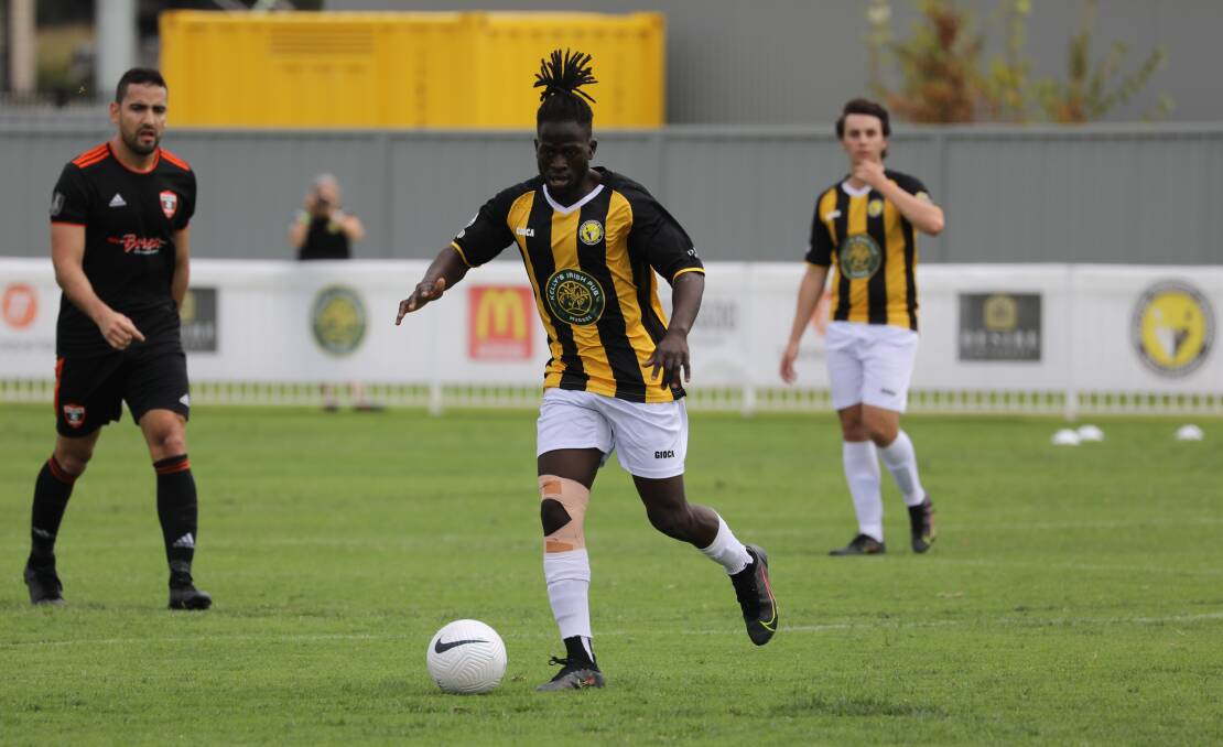 Gergis Abdalla pictured in an earlier game for the Mudgee Gulgong Wolves against Brighton Heat FC in the Australia Cup. Picture: Simone Kurtz