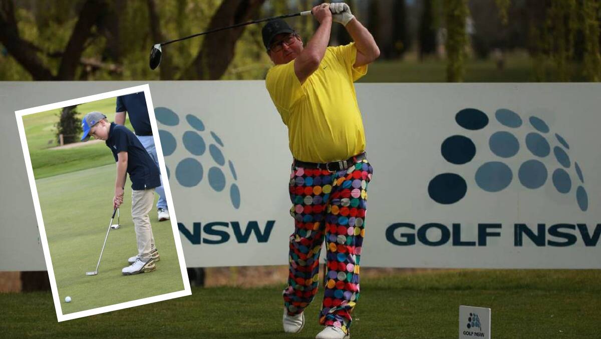 IN THE LEAD: James Hale (insert) is in front in C grade for the Mudgee Golf Club championships, while Mark Hale leads the A grade clan. Photo: Golf NSW, Carla Freedman (insert)