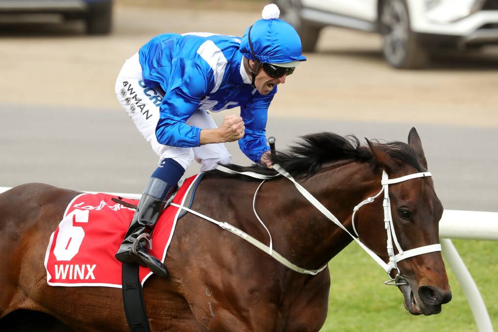 MATCH MADE IN HEAVEN: Hugh Bowman riding Winx to victory in last year's Cox Plate. Photo: AAP