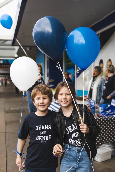 Axel Land and Daisy Land celebrating Jeans for Genes Day. Picture: Amber Creative
