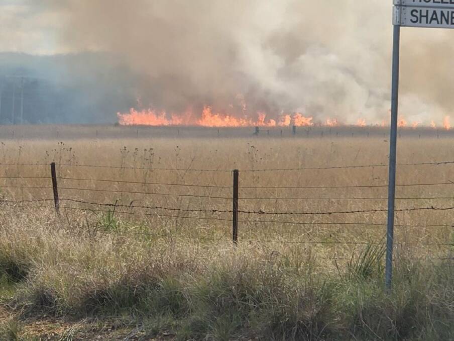 A grass fire burning on August 26 at Beryl Road, six kilometres west of Gulgong. Picture by NSW Rural Fire Service