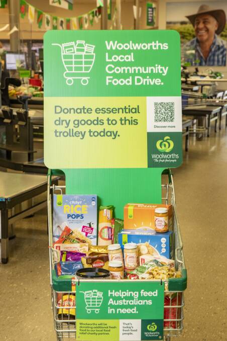SUPPORT: A Woolworths Local Community Food Drive specially marked trolley. Picture: SUPPLIED 