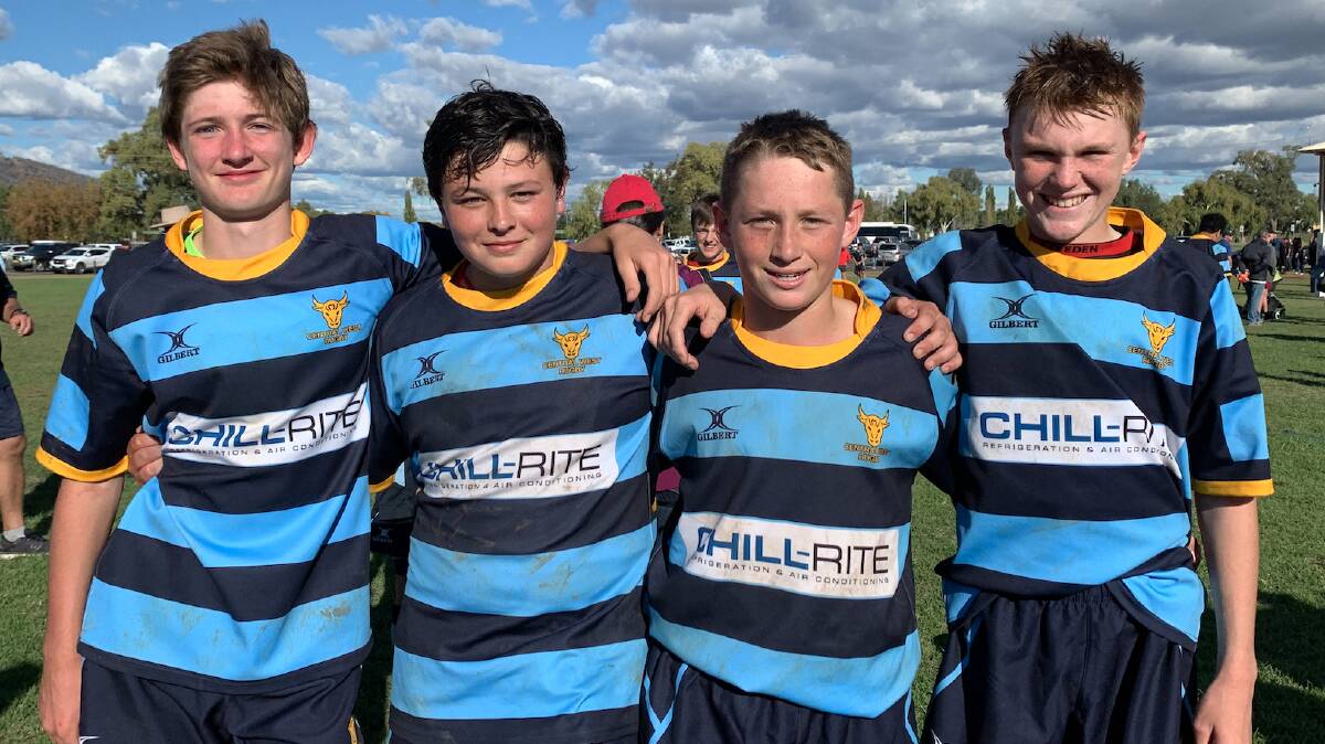 MUDGEE REPRESENT: Mudgee Wombats Campbell Holgate, Jake Begg, Callum Wilson and Flynn English to play for Central West in NSWJRU under 14s state championships on June long-weekend. Photo: Supplied