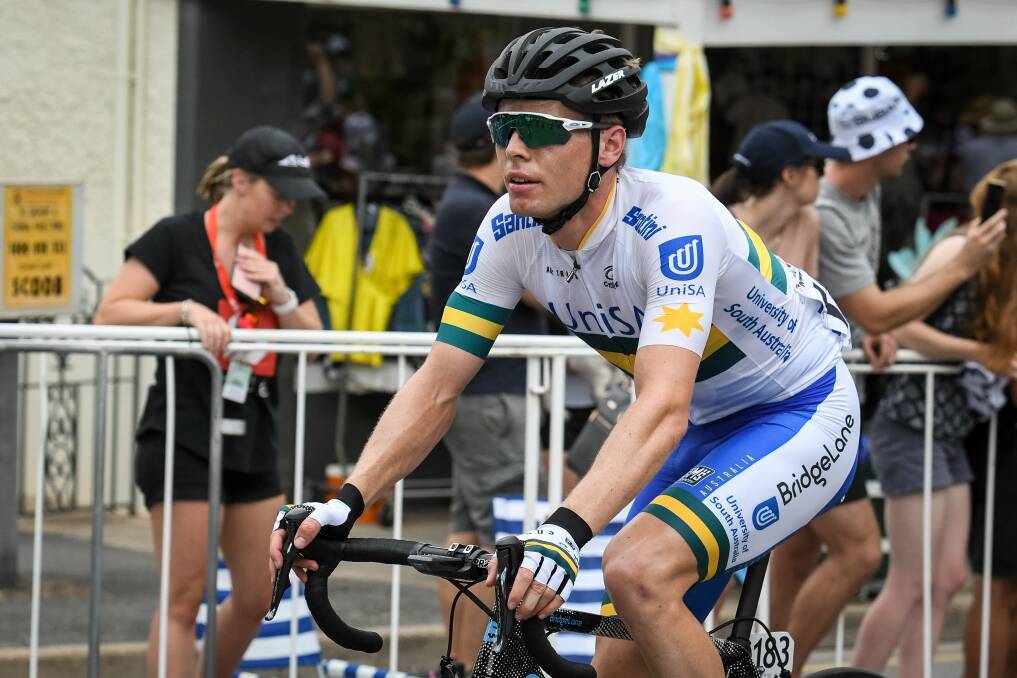 FIRST RIDE: Mudgee cycling gun Ayden Toovey competed at his first ever Tour Down Under with success as part of team UniSA in a busy January schedule. Photo: Supplied