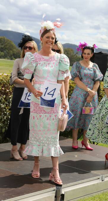 DRESS: Fashions on the Field runner up, Jess Skinner at the Mudgee Race Club in February 2022. Picture: SIMONE KURTZ