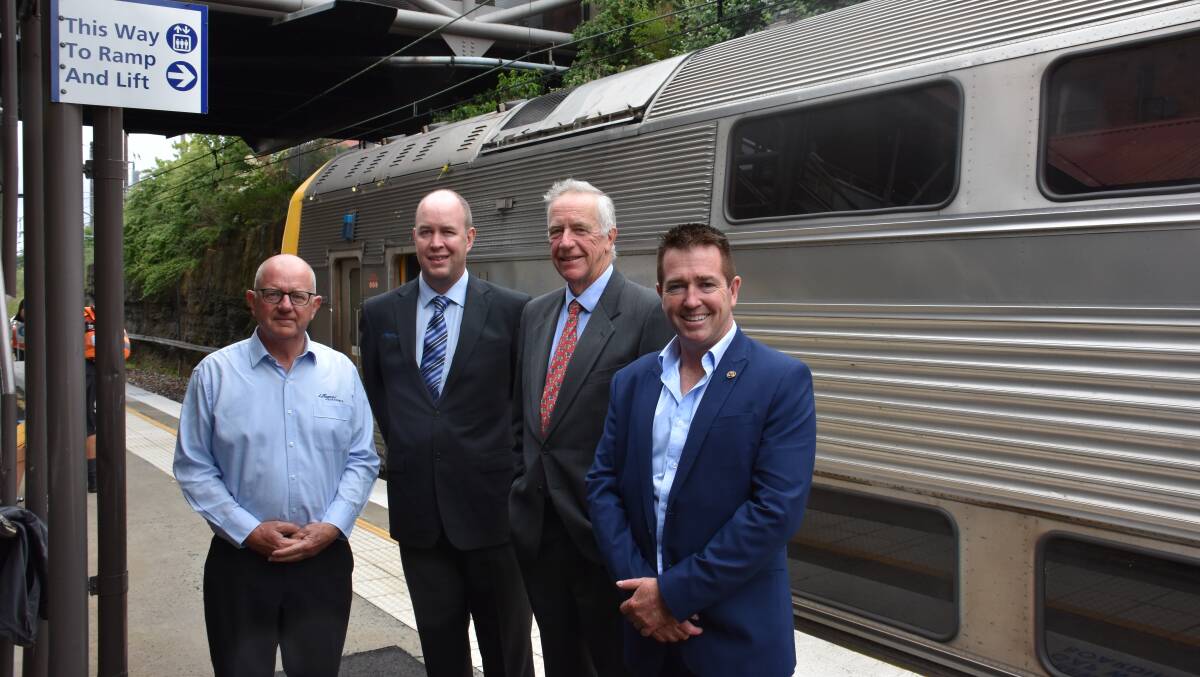 ALL ABOARD: Events manager Robby Park, acting tourism manager Simon Francis, Mayor Stephen Lesslie and MP Paul Toole. Picture: ALANNA TOMAZIN. 