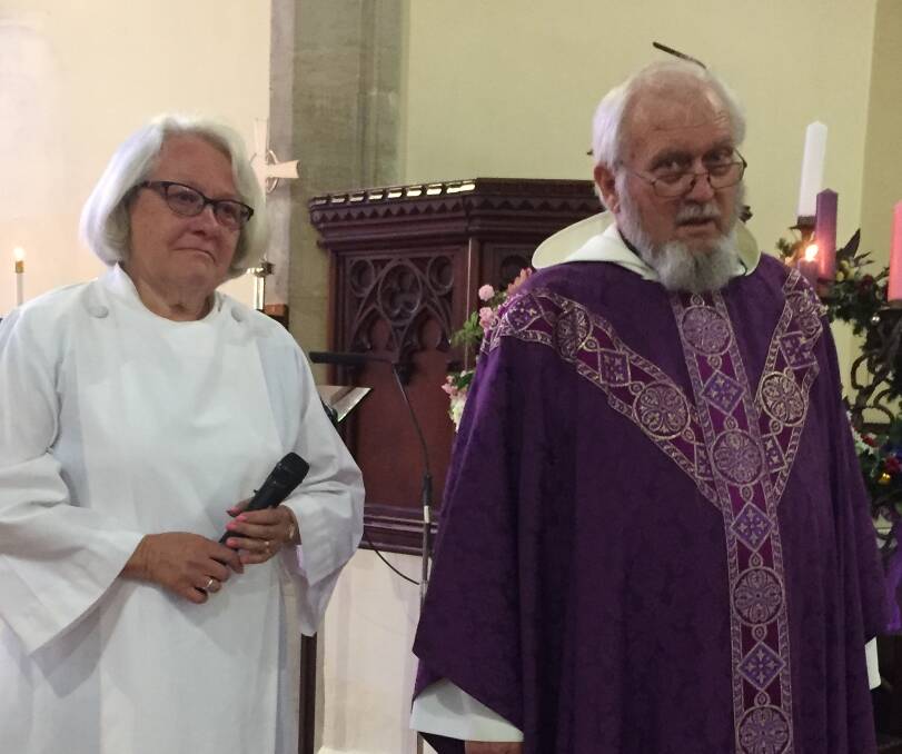 Fr David Craig and his wife Heidi at Fr David's final service on Sunday. 