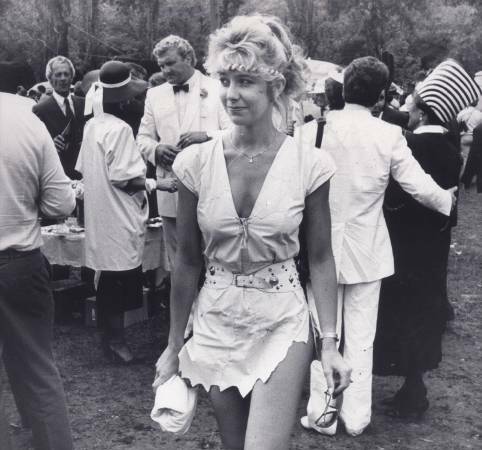 THE ORIGINAL: Geoffrey Edelsten's wife Leanne Edelsten at the 1985 Melbourne Cup in what appears to be a tinkerbell inspired outfit.