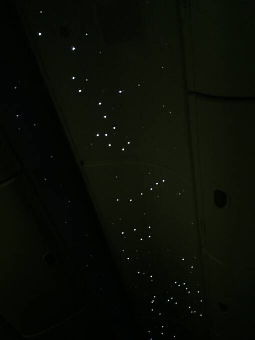 NIGH-NIGHT: The "starlight roof" up the aisle of the cabin, helping business class passengers drift off to sleep. 