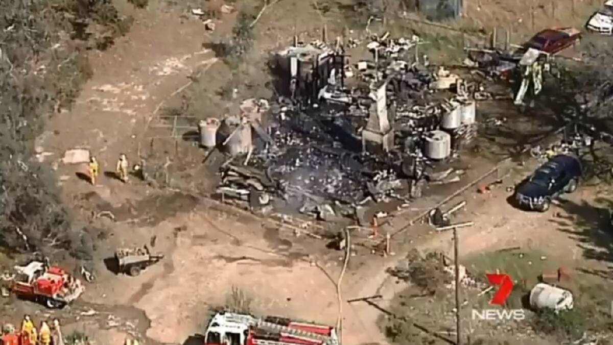 An aerial view of the tragic scene at Capertee on Saturday morning. Picture: 7News