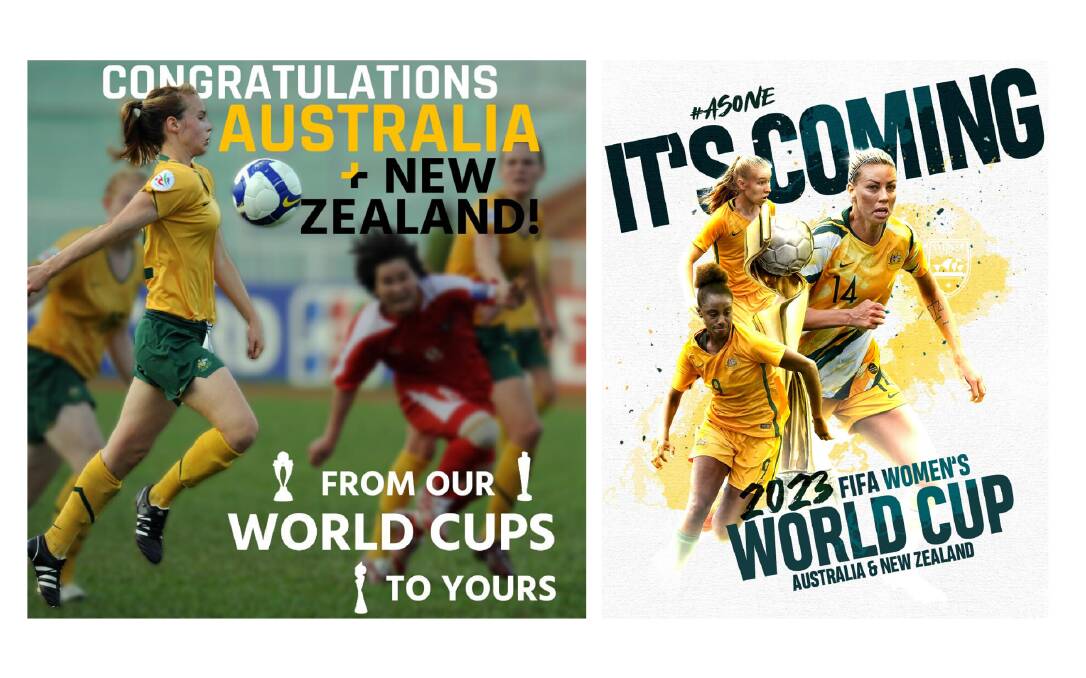 The image included by the ICC in its tweet (left) and the one from Sydney FC in its tweet.