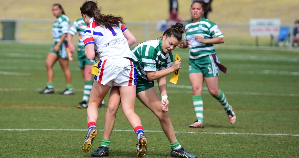 REP DUTIES: Demi Wilson, seen here playing for Dubbo CYMS in the 2017 Group 11 league tag grand final, will be one of five Group 11 players in the Western Rams squad this weekend.