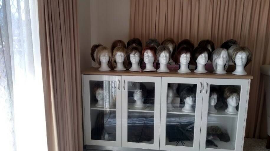 WIGS: Some of the many wigs that are for rent.