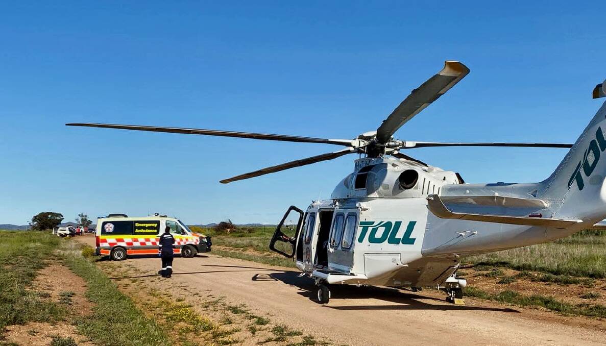 RESCUE: Emergency services were called to Haberworth Road about 17 kilometres south of Narromine, after three teenagers were involved in a single-vehicle crash on Thursday afternoon. Photo: RSN LIVE
