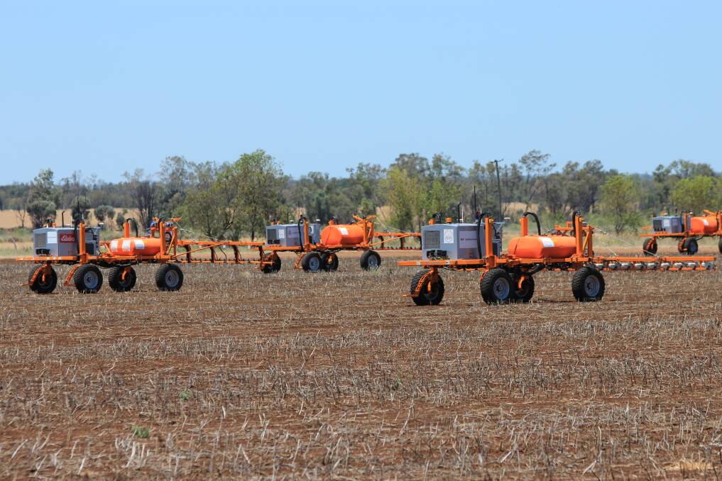 SWARM OF ROBOTS: Small driverless tractors like these Swarmbots are expected to become a common sight on Australian farms. 