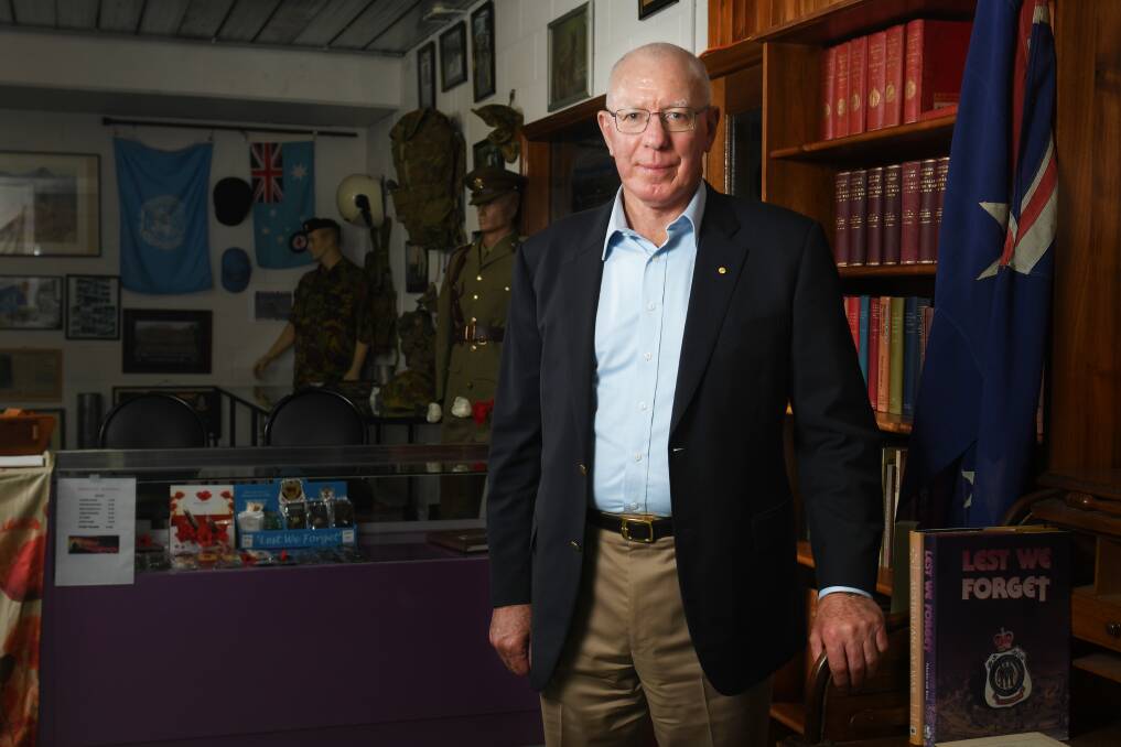 Civic Stopover: Australia's Governor-General David Hurley visiting the Jack Mason Memorial Military Museum at Devonport RSL Club. Picture: Brodie Weeding.