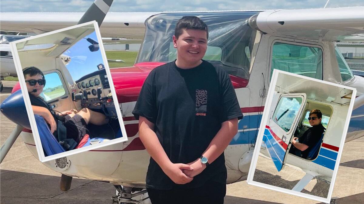 Sixteen-year-old Cooper Gibson stands in front of an aircraft, as he prepares to gain his licence to fly. Pictures supplied