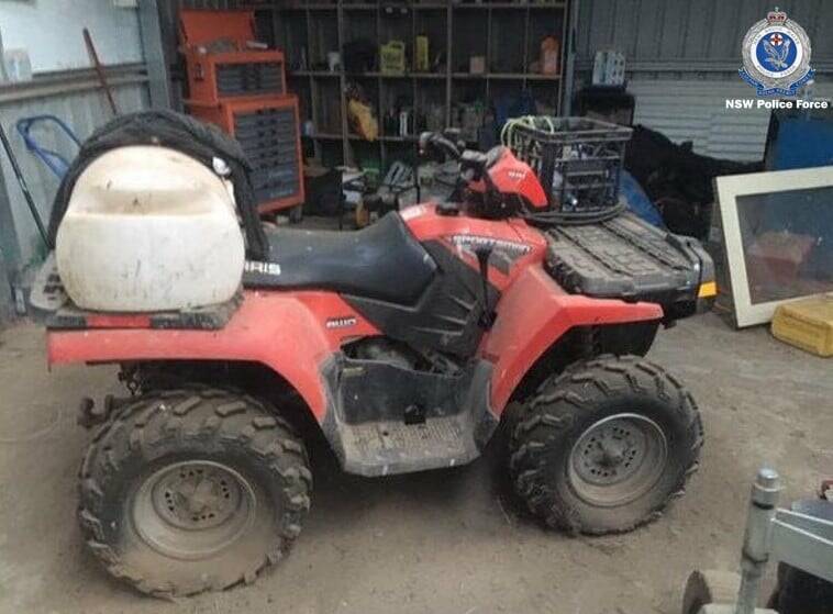 QUAD THEFT: A man was arrested and charged in relation to the theft of a quad bike, and other items, near Mudgee. Photo: NSW POLICE FORCE