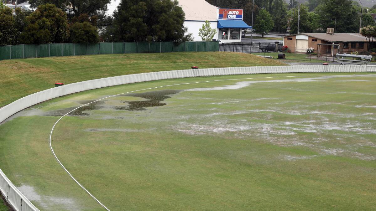 WEATHER FOR DUCKS: Wade Park's outfield was soaked on Saturday afternoon, Riawena not much better, forcing the carnival to be abandoned. Photo: ANDREW MURRAY