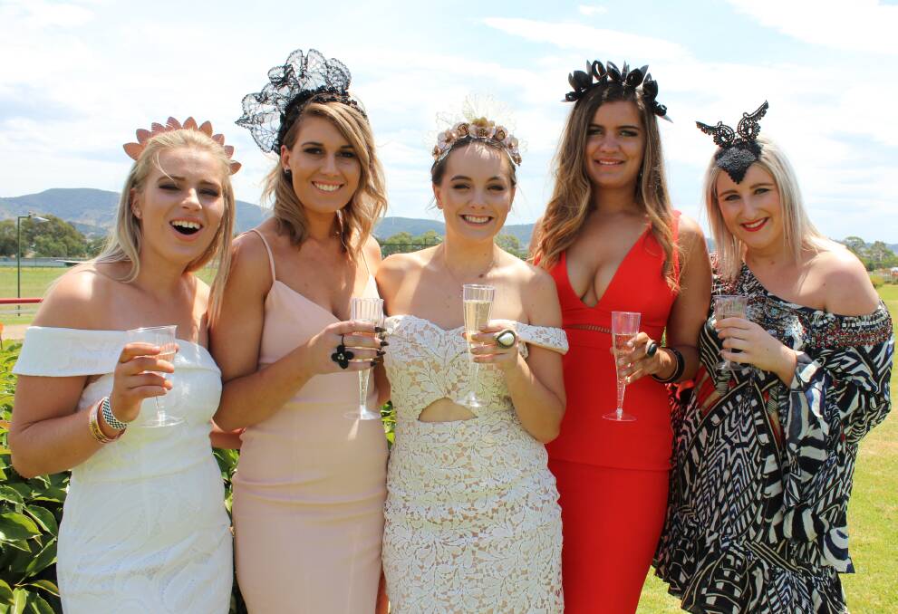 CHEERS: Rachel Jackson, Candice Thompson, Steph Halpin, Claudia Shearman and Bianca Hughes enjoyed themselves at last year's Mudgee Cup.