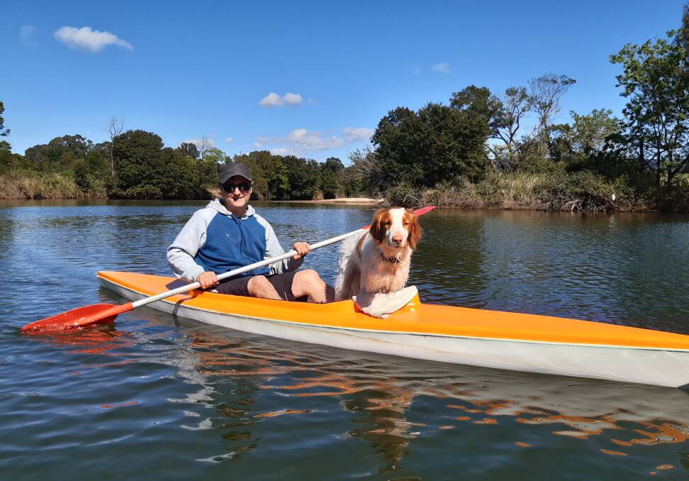 'He's wlways been a good swimmer, Id take him out in the kayak with me and take him out swimming,' says Frank Morales of his dog Rusty who loves water sports. Picture: Supplied