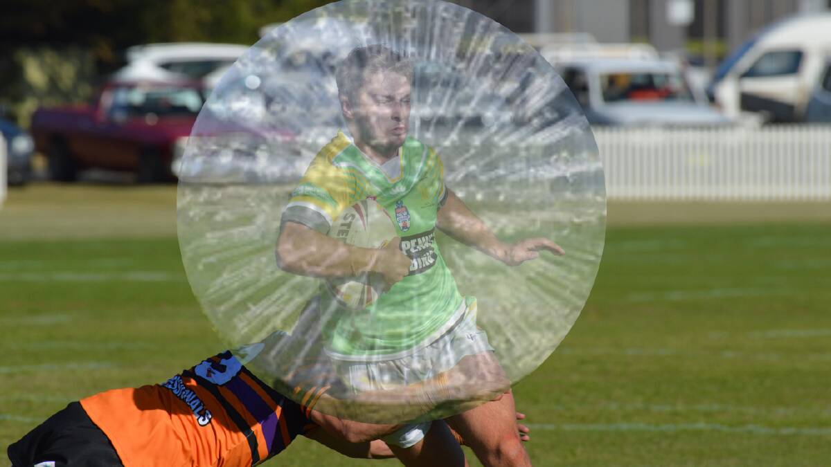 NEW AGE GAME: CYMS' Ryan Griffin lining up in the new age of rugby league - now with added zorb balls. It's one of the many changes to the region's sport we've imagined. Photo: DIGITALLY ALTERED IMAGE